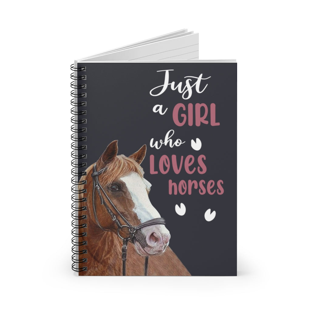 Spiral Notebook - Ruled Line Horses Blanket - JUST A Girl WHO Loves Horses Keepsake Spiral Notebook Gift On Birthday Stationery Gift Personalized Notebook