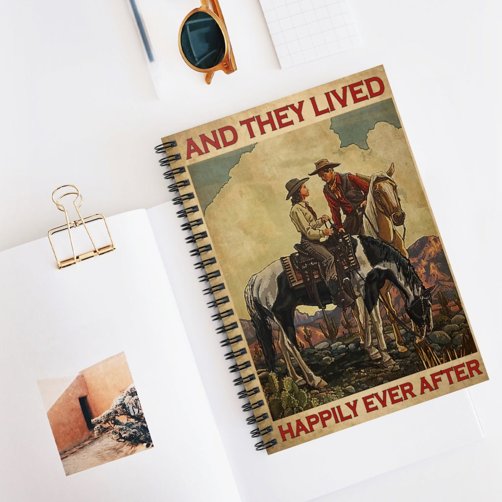 College Rule Classic Cowgirls and Cowboys and They Lived Happily Ever After Spiral Notebook Keepsake Spiral Notebook Inspirational Journal for Man - Woman