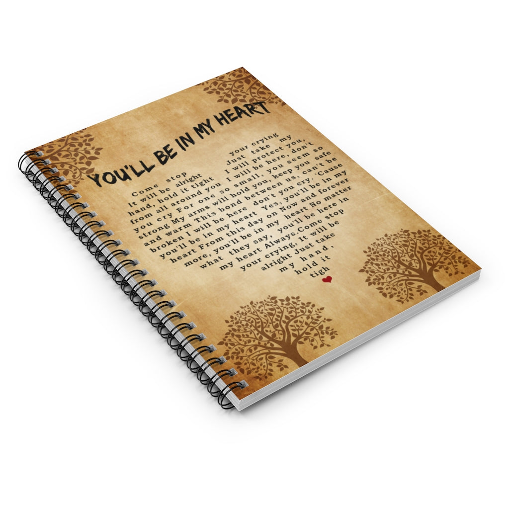 Notebook You'll Be in My Heart Lyrics Canvas, Tarzan Movies Song Music Vintage, Christmas Spiral Notebook - Ruled Line
