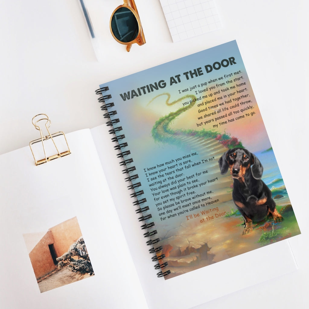 Spiral Notebook Inspirational To My Grandson Waiting at The Door I was Just A Pup When Me First Met – Dachshund Family Friend Kitchen On Anniversary Ruled Line