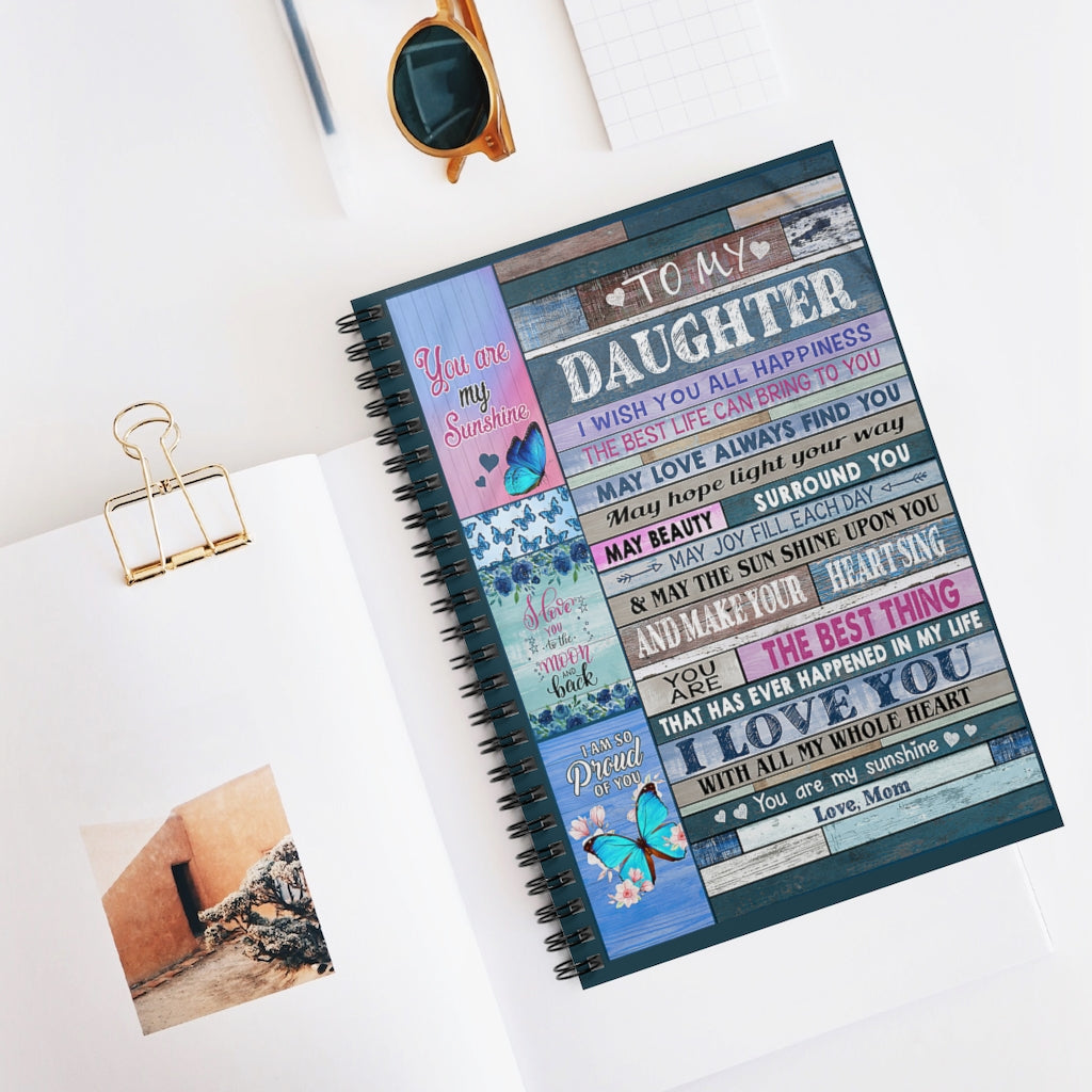 Spiral Notebook - Ruled Line Mom To Daughter Butterfly You Are My Sunshine Awesome Happy Birthday Gift Basics Wide Ruled Wirebound Spiral Notebook Wide Rule
