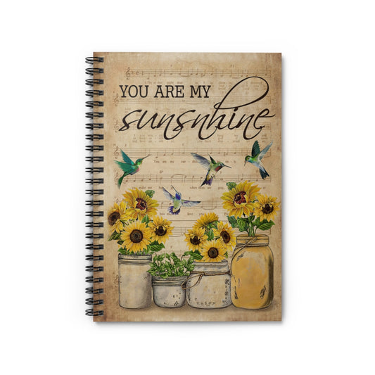 Spiral Notebook Vintage You Are My Sunshine Hummingbird Friendly Notebook Awesome Happy Birthday Gift Basics Wide Ruled Wirebound Spiral Notebook Wide Rule