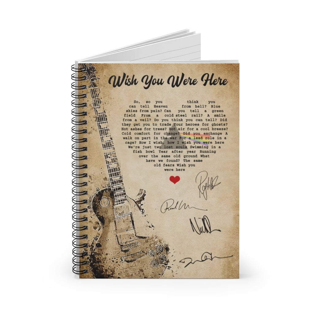 Wish You were Here, Wish You were Here Album, 1975 Rock Music, Gifts for Music Lover Gifts for Music Lover on Birthday, Spiral Notebook - Ruled Line