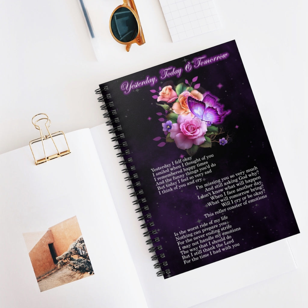 Yesterday, Today and Tomorrow Lyrics Spiral Notebook - Ruled Line Gift On Birthday Inspirational to My Man Woman Family Friend Gift Unisex Awesome Happy Birthday Gift