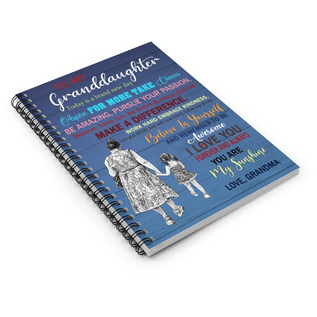 Spiral Notebook Gifts With Grandma To My Granddaughter I Love You  Optional Personalized Custom Ruled Line
