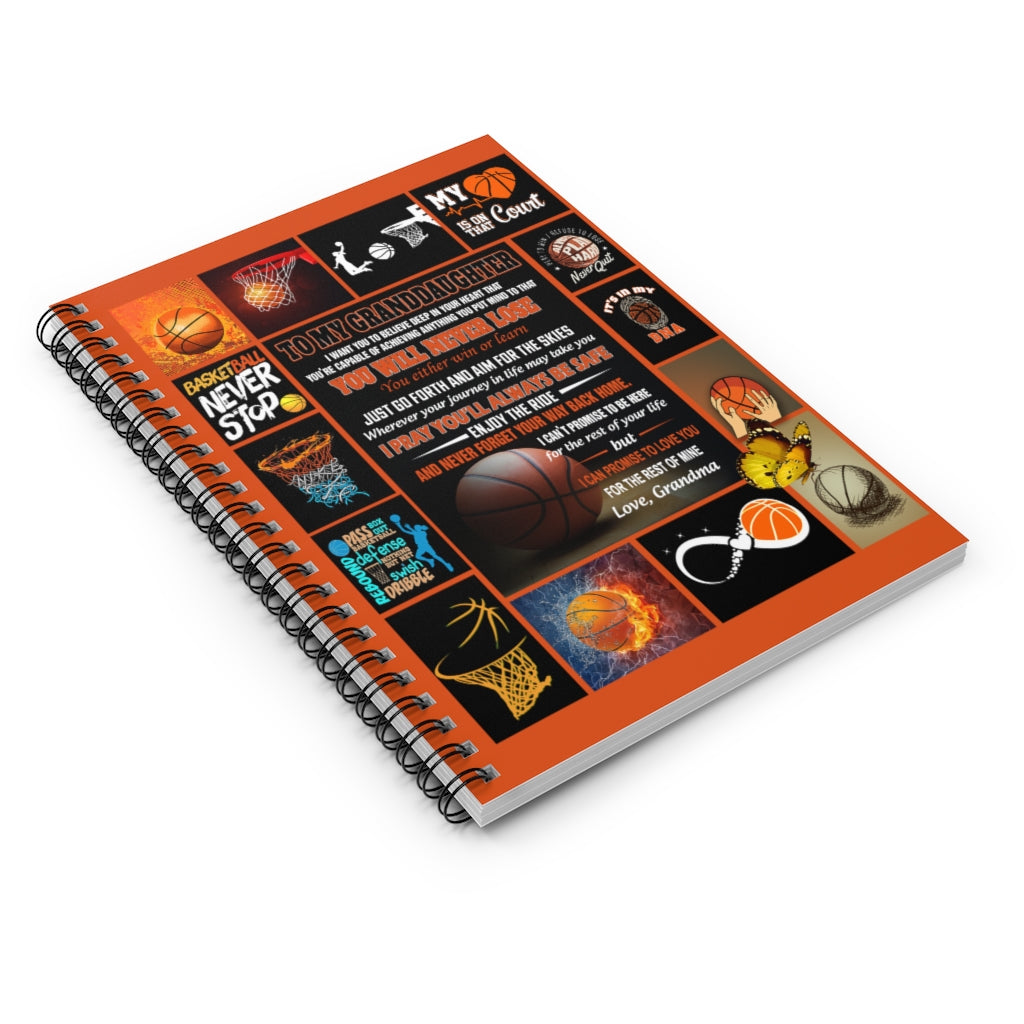 Spiral Notebook Blanket to My Granddaughter Basketball Gift for Basketball Lovers, Gift for Granddaughter, Gift from Nana Gift Family Awesome Ruled Line