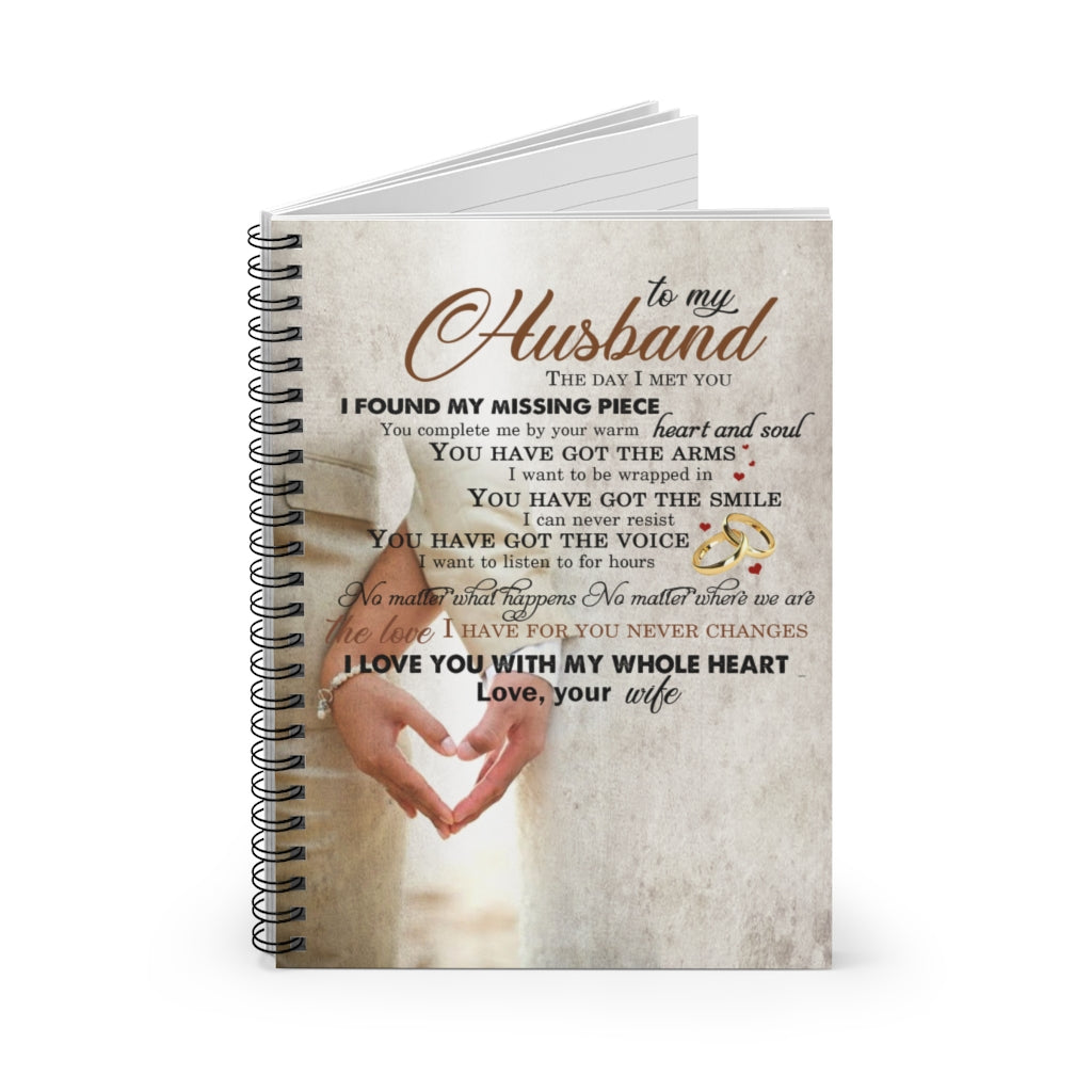 Spiral Notebook Customized Gifts to My Husband Hand in Hand I Love You Gift for Him On Christmas, Birthday