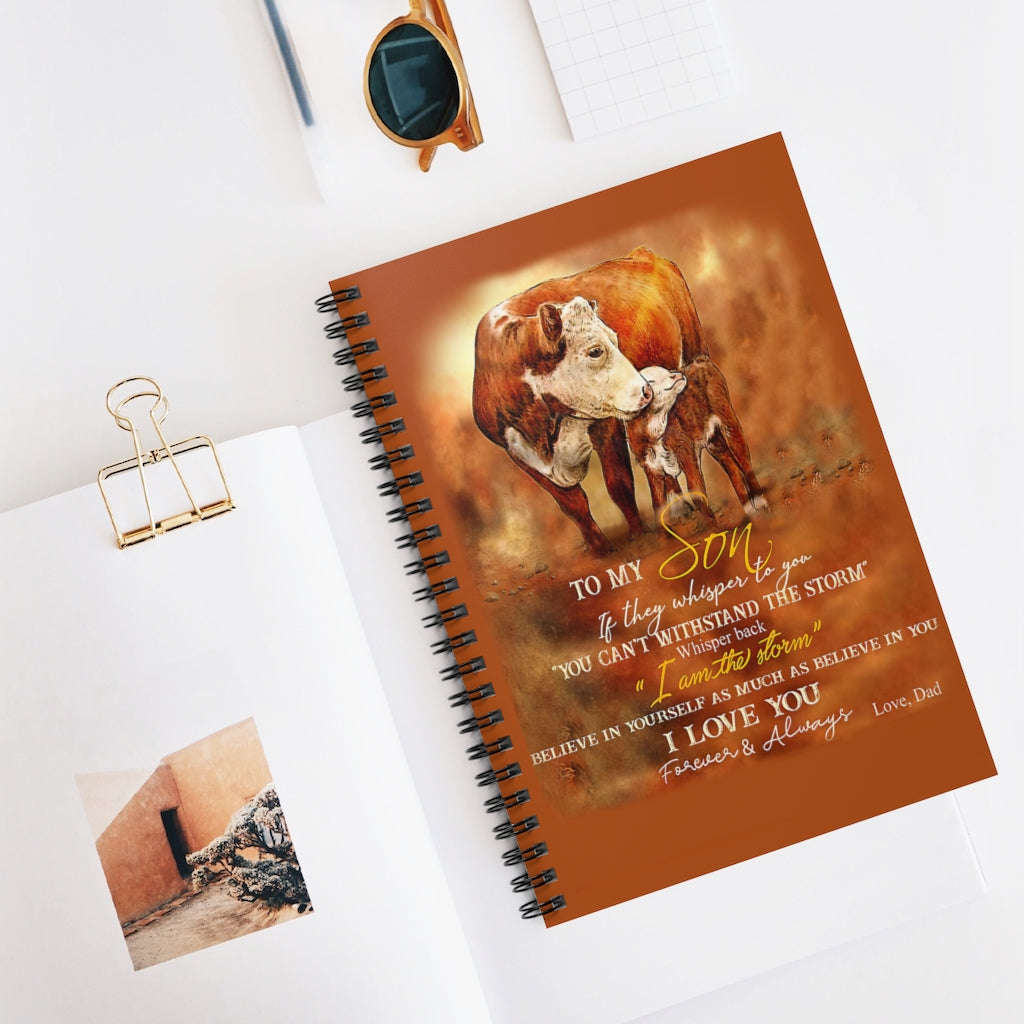 Spiral Notebook - Ruled Line Dad To My Son I Am The Storm Cow Vertical Poster Baby Journal  Keepsake Spiral Notebook Gift On Birthday Smart Notebook
