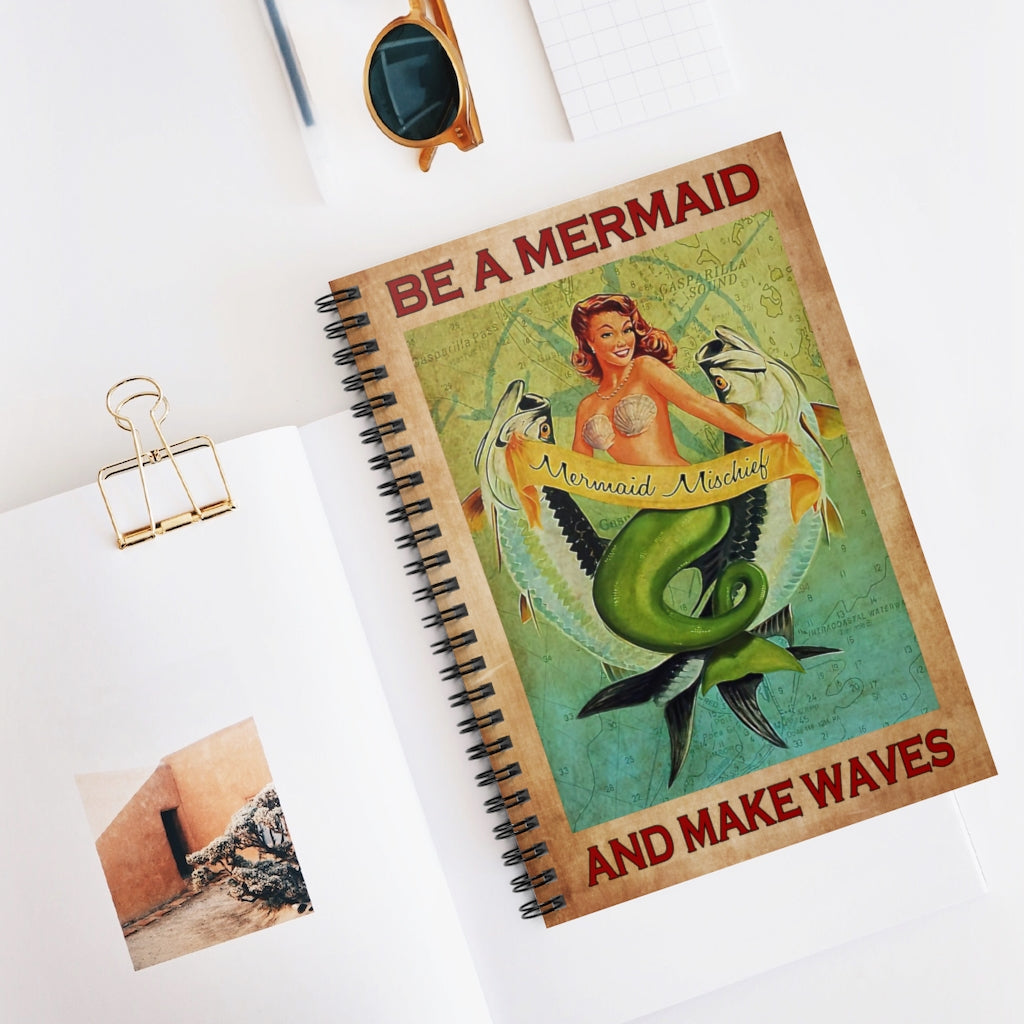 Vigifsana Classic Ruled Notebook Be A Mermaid and Make Waves Vertical Spiral Notebook Home School Supplies for College Students Customized Stationery Gift Sets for Child Job Journal