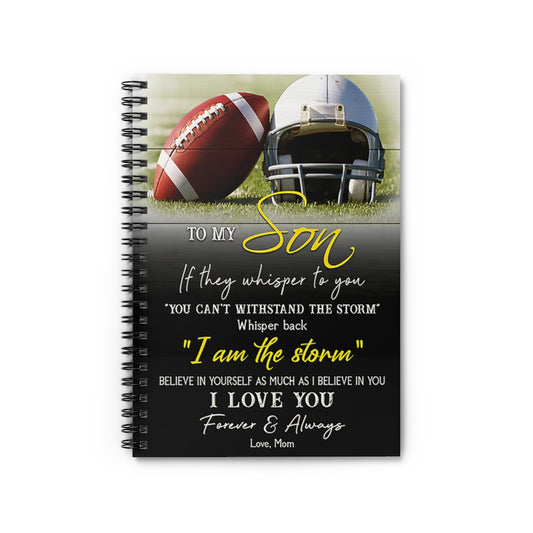 Spiral Notebook Football To My Son I Love You Vertical Classic Ruled Notebook/Journal For Office, Students, School Supplies Writing Notebook 118 Pages