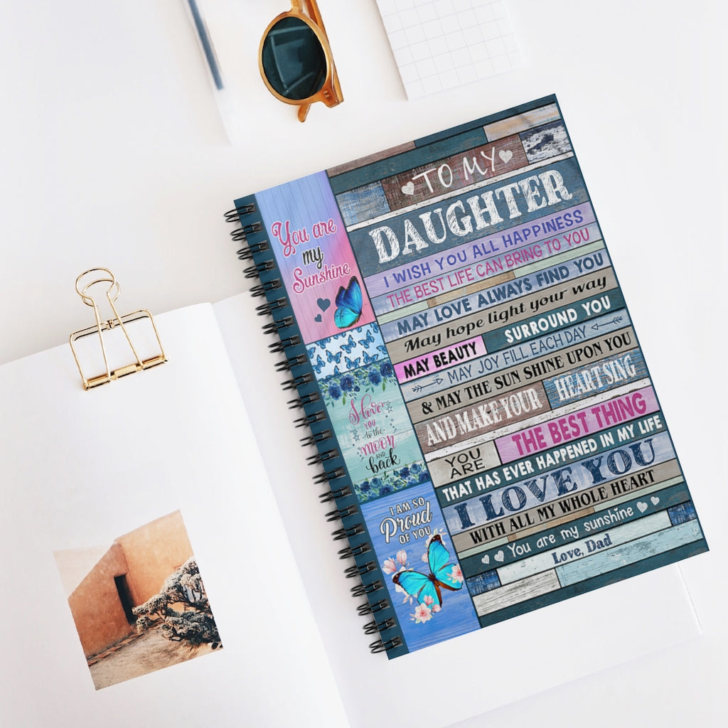 Spiral Notebook - Ruled Line Dad To Daughter Butterfly You Are My Sunshine For Office, Students, School Supplies Writing Notebook 118 Pages