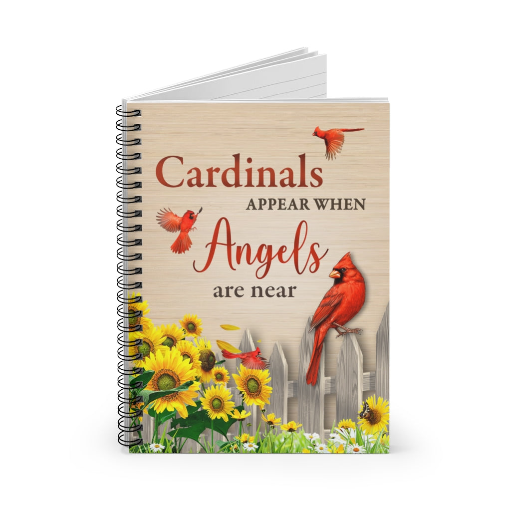 Spiral Notebook - Ruled Line Inspirational Cardinal Appear When Angels are Near Print Wall Art Anniversary Birthday Christmas Housewarming Gift Home Decor Ready