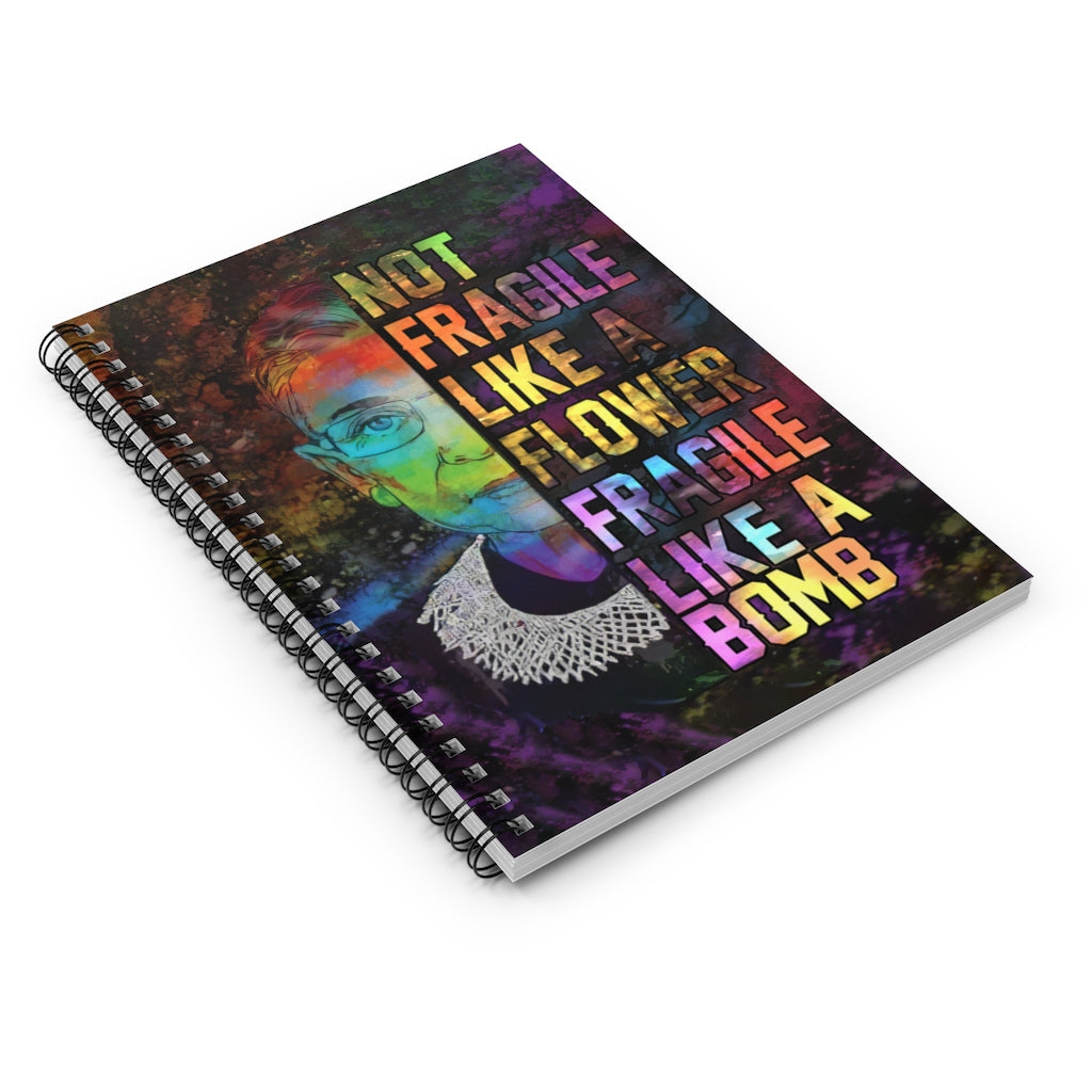Spiral Notebook - Ruled Line Greatest Quote Not Fragile Like A Flower Fragile Like A Bomb Reusable Grocery Gifts for Women, Wife, Girlfriend On Christmas, Birthday