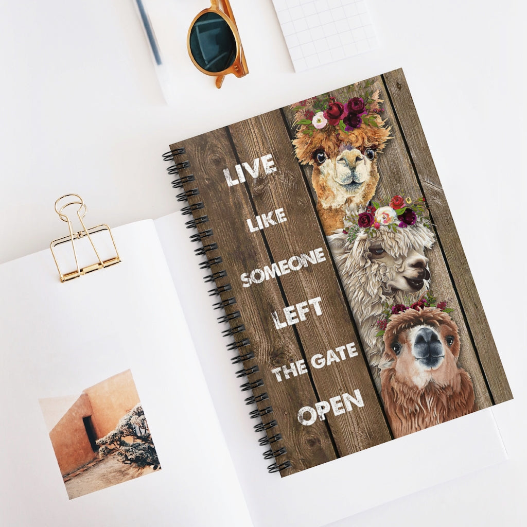 Spiral Notebook Wood Piece Live Like Someone Alpaca Baby Journal  Keepsake Spiral Notebook Gift On Birthday Smart Notebook