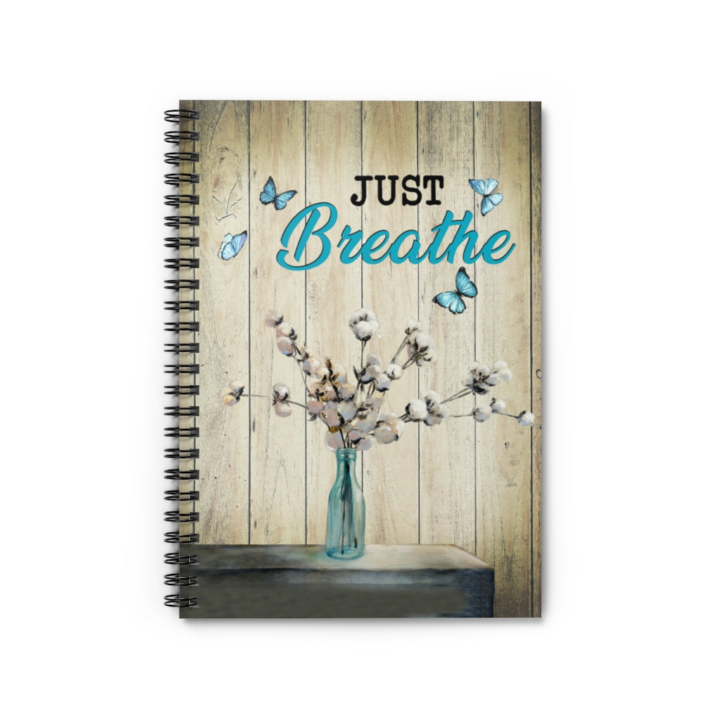 Spiral Notebook - Ruled Line Framed Art Gifts Cotton Flowers Just Breathe Canvas Wall Art Framed Anniversary Birthday Housewarming Gift Custom size Gifts Christmas, on Birthday