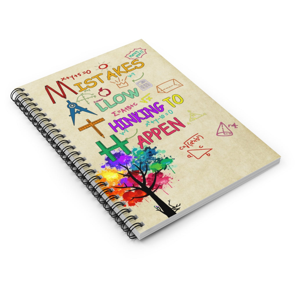 Spiral Notebook - Birthday Gifts Decorative Wall Murals Jobs Teachers Mistakes Allow Thinking to Happen Family Friend Gift Unisex, Awesome Ruled Line