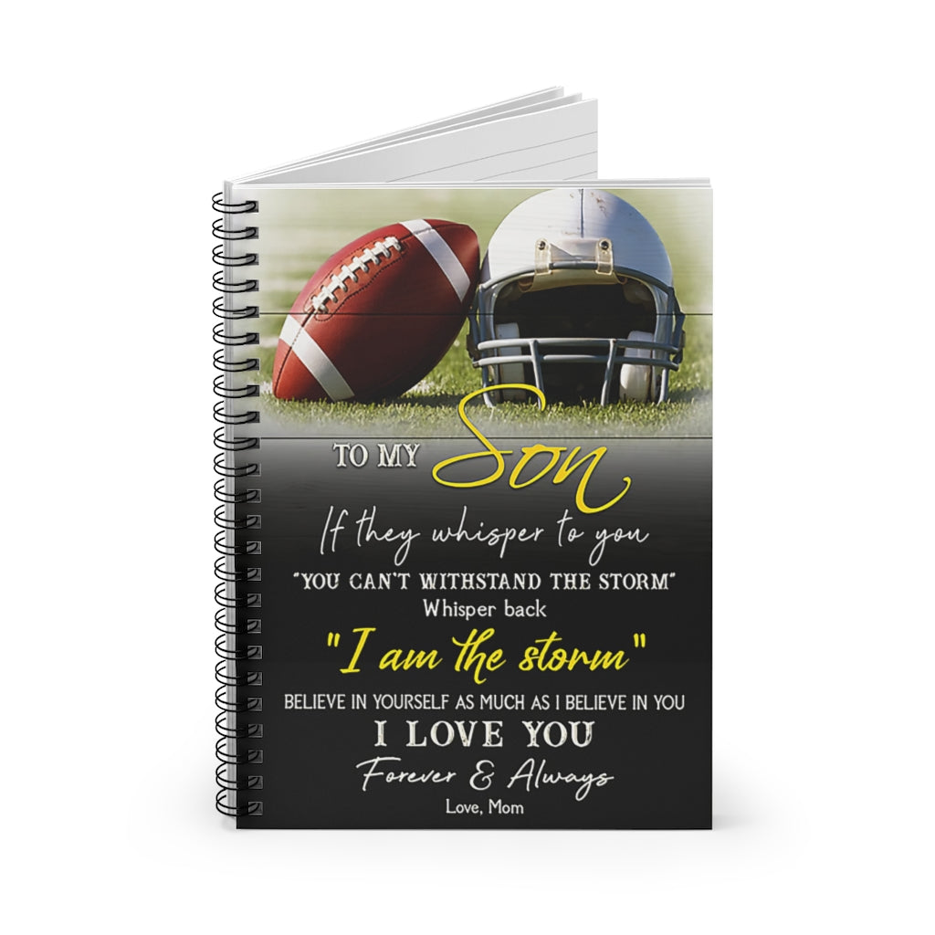 Spiral Notebook Football To My Son I Love You Vertical Classic Ruled Notebook/Journal For Office, Students, School Supplies Writing Notebook 118 Pages