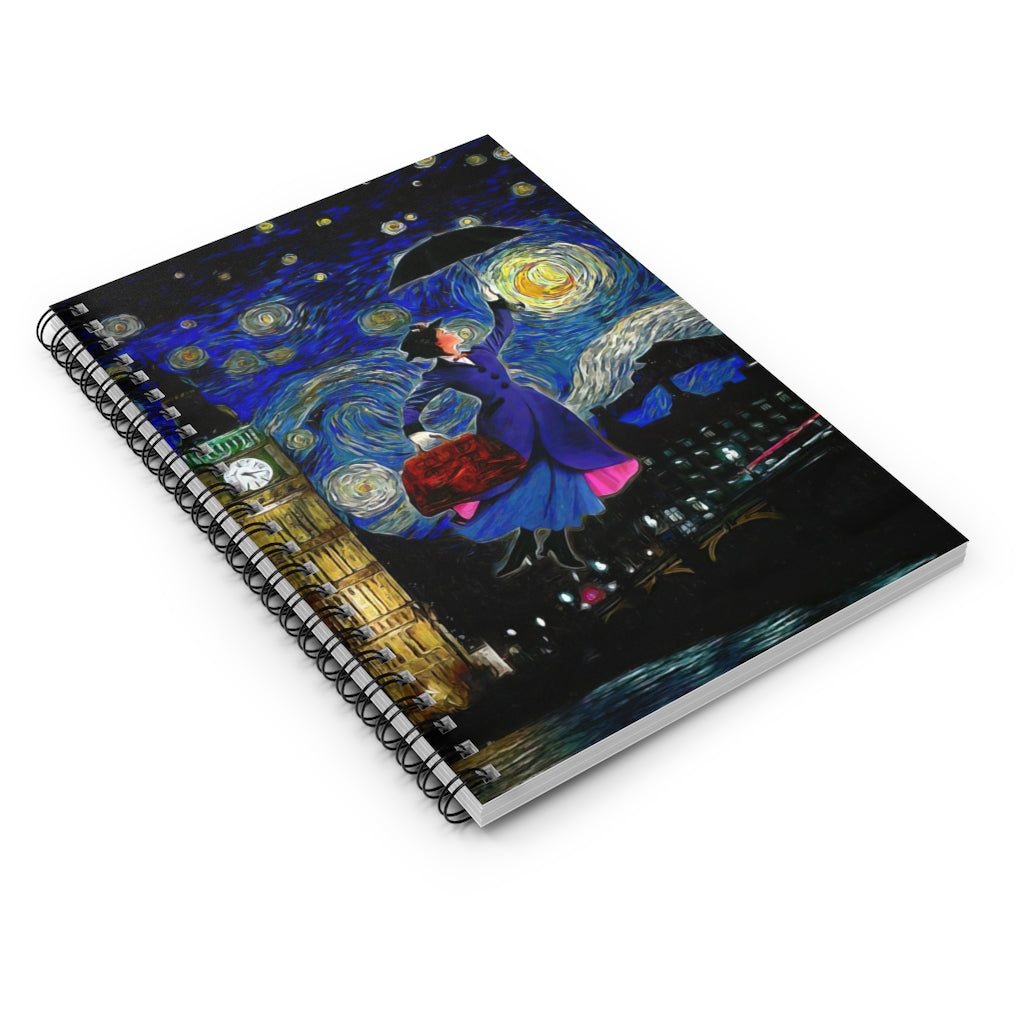 Vigifsana Composition Notebooks Mary Poppins Starry Night Spiral Notebook Spiral Bound Notebook 6X8 for Writing Family Friend Gift Unisex Journal for Man - Woman