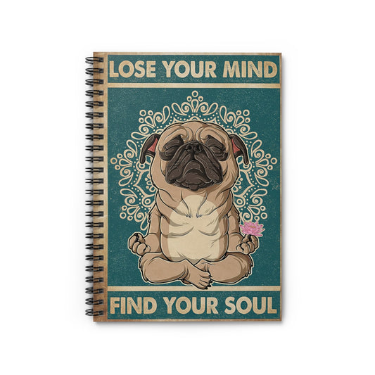 Spiral Notebook Retro Find Your Soul Pug Yoga Baby Journal  Keepsake Spiral Notebook Gift On Birthday
