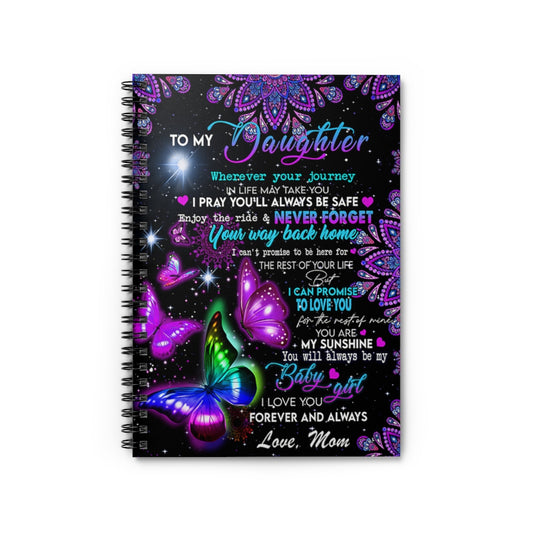 Spiral Notebook - Ruled Line Mom To Daughter You Are My Sunshine Butterfly Premium Gift Family Awesome On Birthday Motivational gift Family Basics Wide Ruled Classic Ruled Notebook/Journal