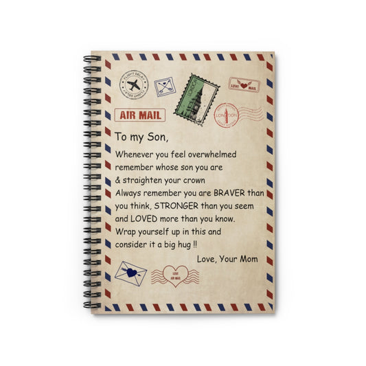 Spiral Notebook To My Son - Airmail Premium Throw SO-Ft Polyester Mens Women Novelty Throw Black Lightweight Ruled Line