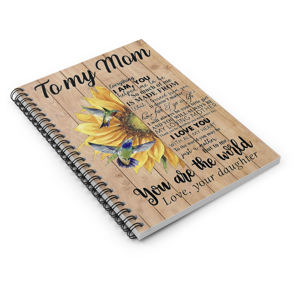 Spiral Notebook - Ruled Line Daughter To Mom You Helped Me To Be Hummingbird Positive Notebook Family Friend Gift Unisex School Smart Spiral Subject College Ruled Notebook