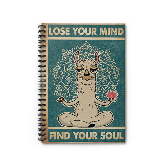 Spiral Notebook Retro Find My Soul Girl Llama Yoga For Office, Students, School Supplies Writing Notebook 118 Pages