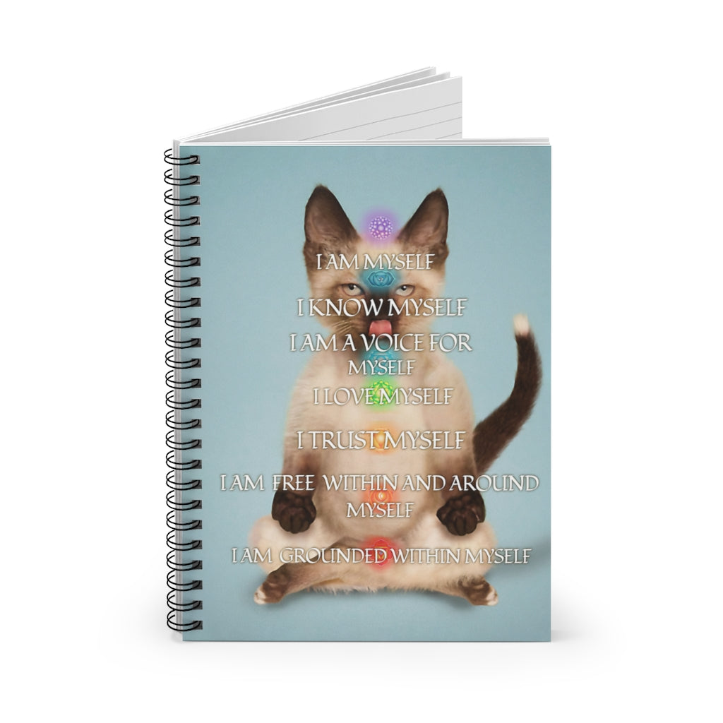 Spiral Notebook I Am Myself Yoga Siamese Cat School Smart Spiral Subject College Ruled Notebook Friendly Notebook Awesome Happy Birthday Gift