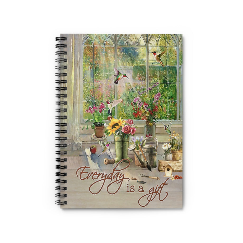 Spiral Notebook Hummingbird Everyday Is A Gift Gardening Vertical Poster Inspirational to My Family Friend Gift Unisex Personalized Notebook