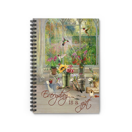 Spiral Notebook Hummingbird Everyday Is A Gift Gardening Vertical Poster Inspirational to My Family Friend Gift Unisex Personalized Notebook
