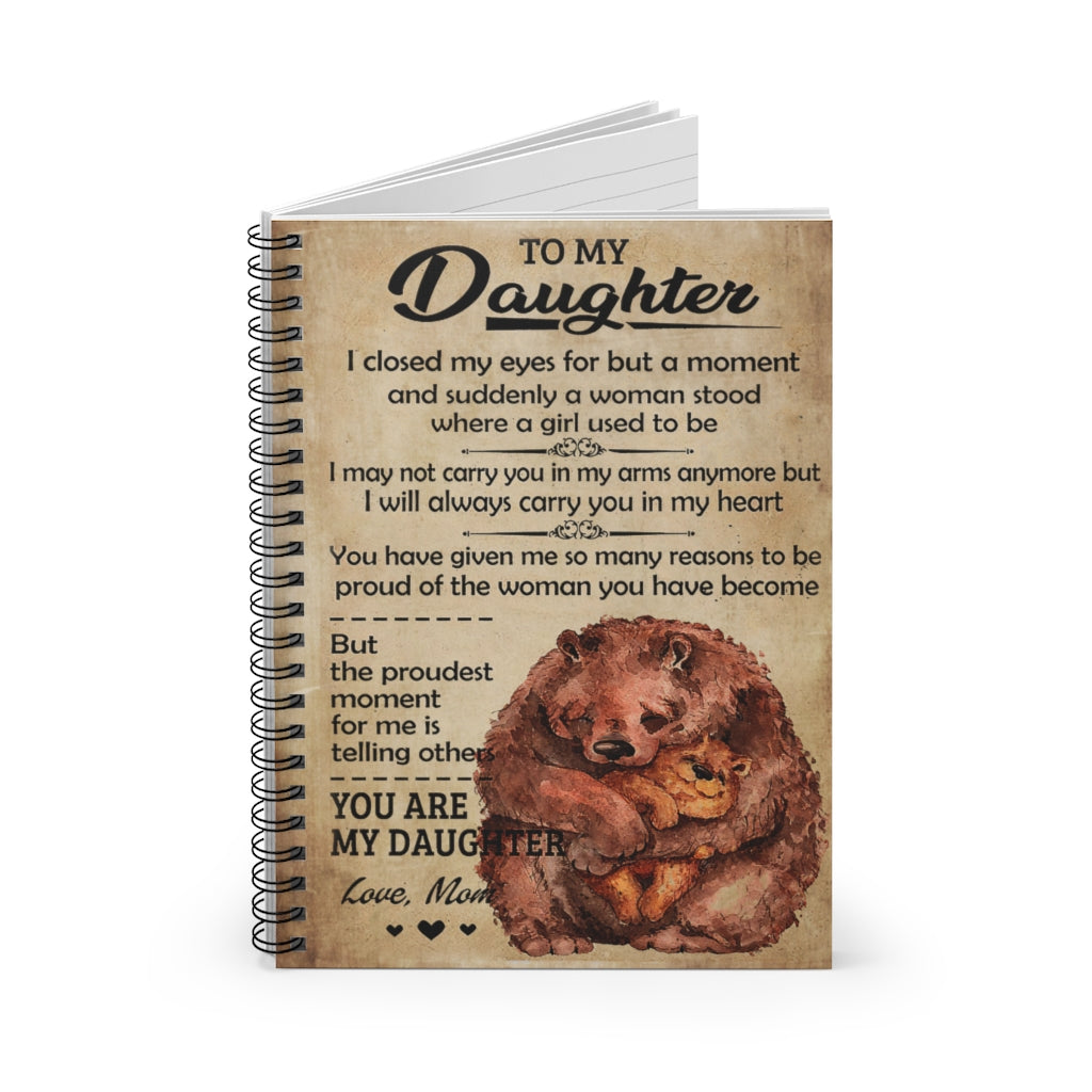 Spiral Notebook To My Daughter I Closed My Eyes Bear Mom Cover Spiral Organization Book Inspirational Ideas Premium Gift Family Awesome On Birthday
