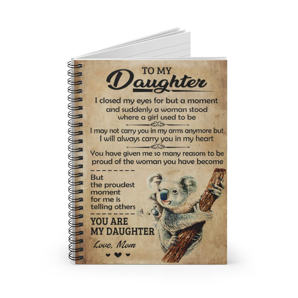 Spiral Notebook To My Daughter I Closed My Eyes Koala Mom Personalized Gift Basics Wide Ruled Wire Bound Wide Rule Spiral Notebooks Soft Cover