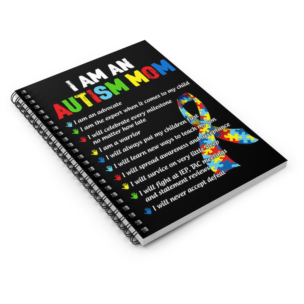 Personalized Gift Spiral Notebook I Am An Autism Mom I Will Never Accept Defeat Gift Ideas Gift On Birthday Smart Notebook Positive Notebook