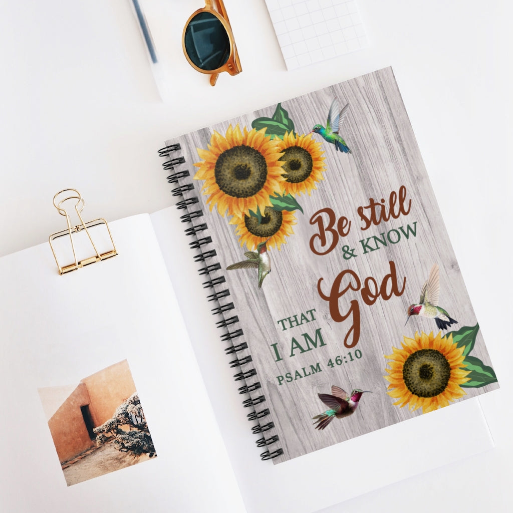 Spiral Notebook Inspirational To My Granddaughter Be Still and Know That I Am God Psalm Humming Bird Sunflower Ruled Line