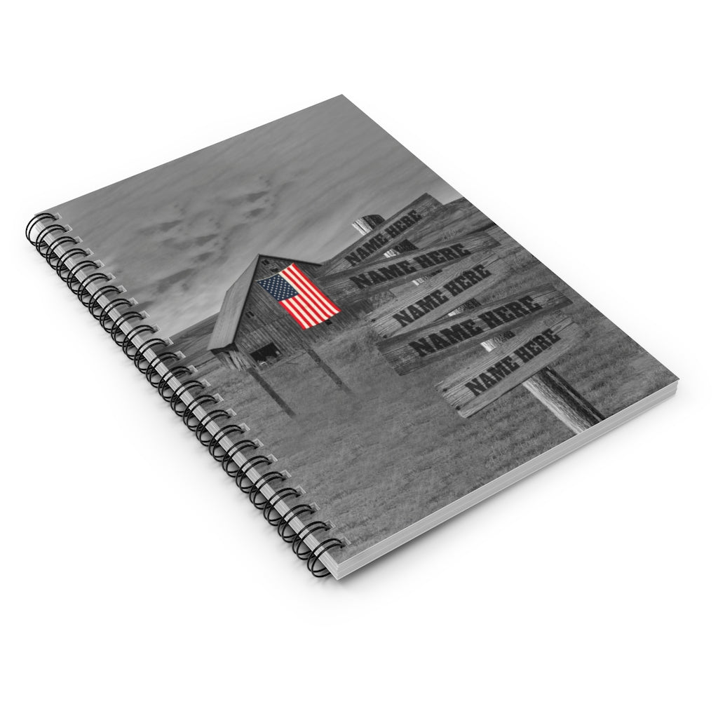 Gifts Personalized American Barn Multi - Names Premium Notebook - Street Signs Customized with Names - Spiral Notebook - Ruled Line