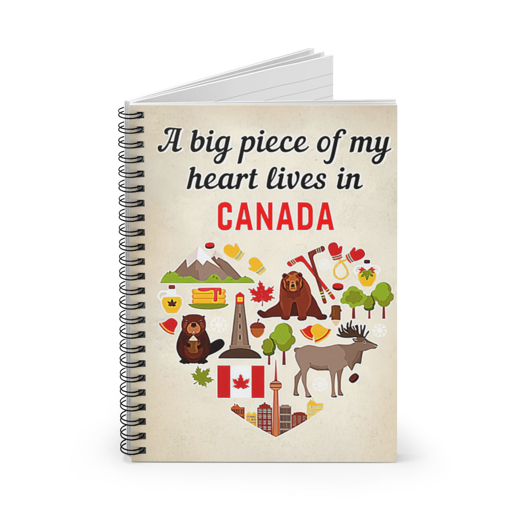 Spiral Notebook - Ruled Line A Big Piece Of My Heart Lives In Canada Personalized Gift Basics Wide Ruled Wire Bound