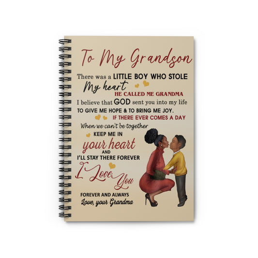 Spiral Notebook Personalized to My Grandson Love from Grandma Fleece Sherpa Woven for Grandson Arctic Fleece Blanket Ruled Line