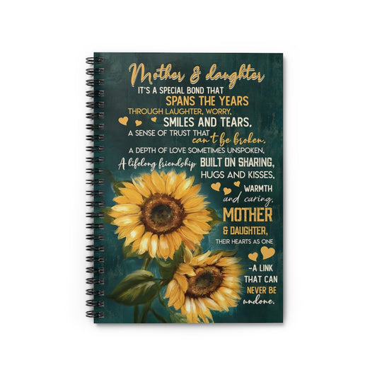 Spiral Notebook Mother And Daughter Their Hearts As One A Link That Can Never Be Undone Awesome Happy Birthday Gift Motivational gift Family