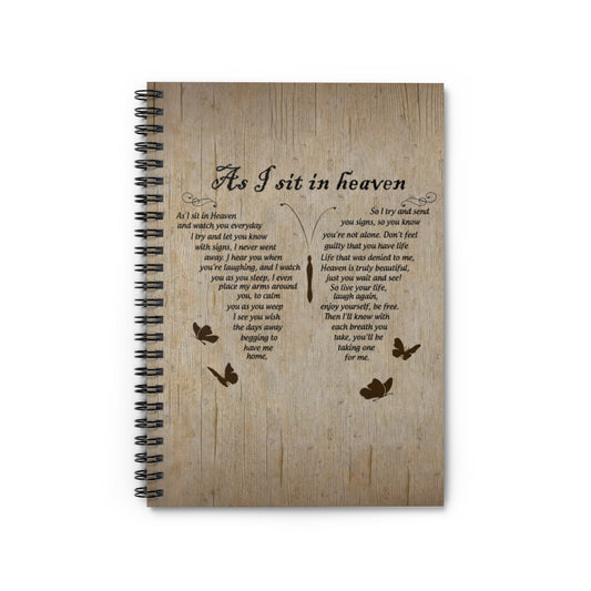 Spiral Notebook  Dragonflies Gifts - Dragonflies As I Sit in Heaven and Watch You Everyday Poem Awesome Happy Birthday Gift
