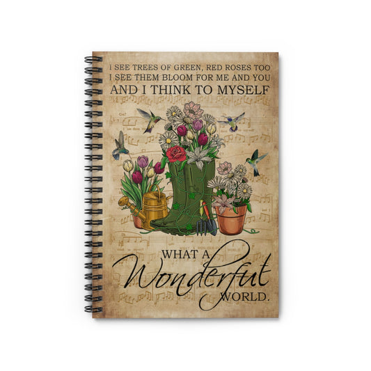 Spiral Notebook - Ruled Line Vintage Music Sheet Wonderful Garden Hummingbird Positive Notebook Family Friend Gift Unisex School Smart Spiral Subject College Ruled Notebook