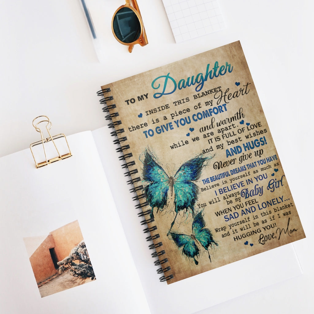 Spiral Notebook - Ruled Line Mom To Daughter Butterfly Piece Of My Heart School Smart Spiral Subject College Ruled Notebook Friendly Notebook