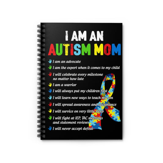 Personalized Gift Spiral Notebook I Am An Autism Mom I Will Never Accept Defeat Gift Ideas Gift On Birthday Smart Notebook Positive Notebook