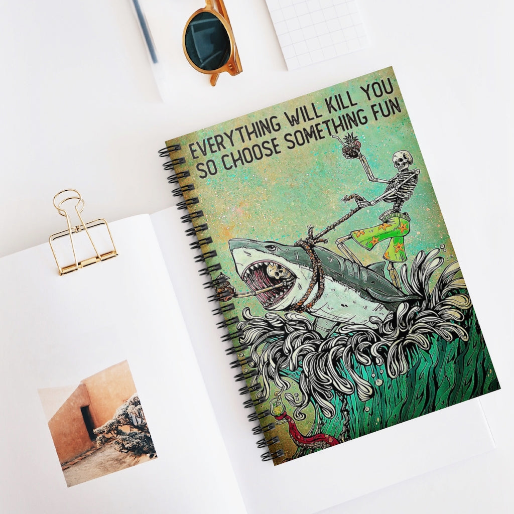Spiral Notebook - Ruled Line Grandma Everything Will Kill You So Choose Something Fun Killington and Shark GIFS for Woman