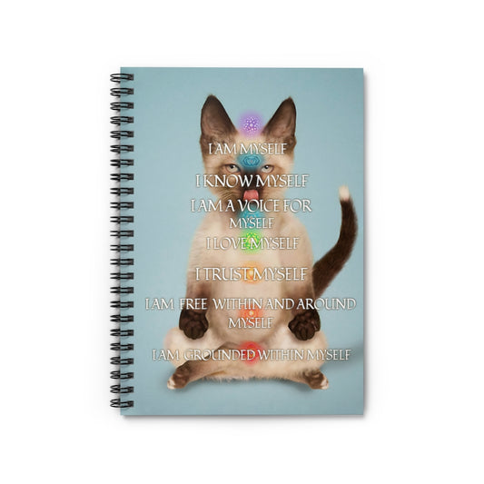 Spiral Notebook I Am Myself Yoga Siamese Cat School Smart Spiral Subject College Ruled Notebook Friendly Notebook Awesome Happy Birthday Gift
