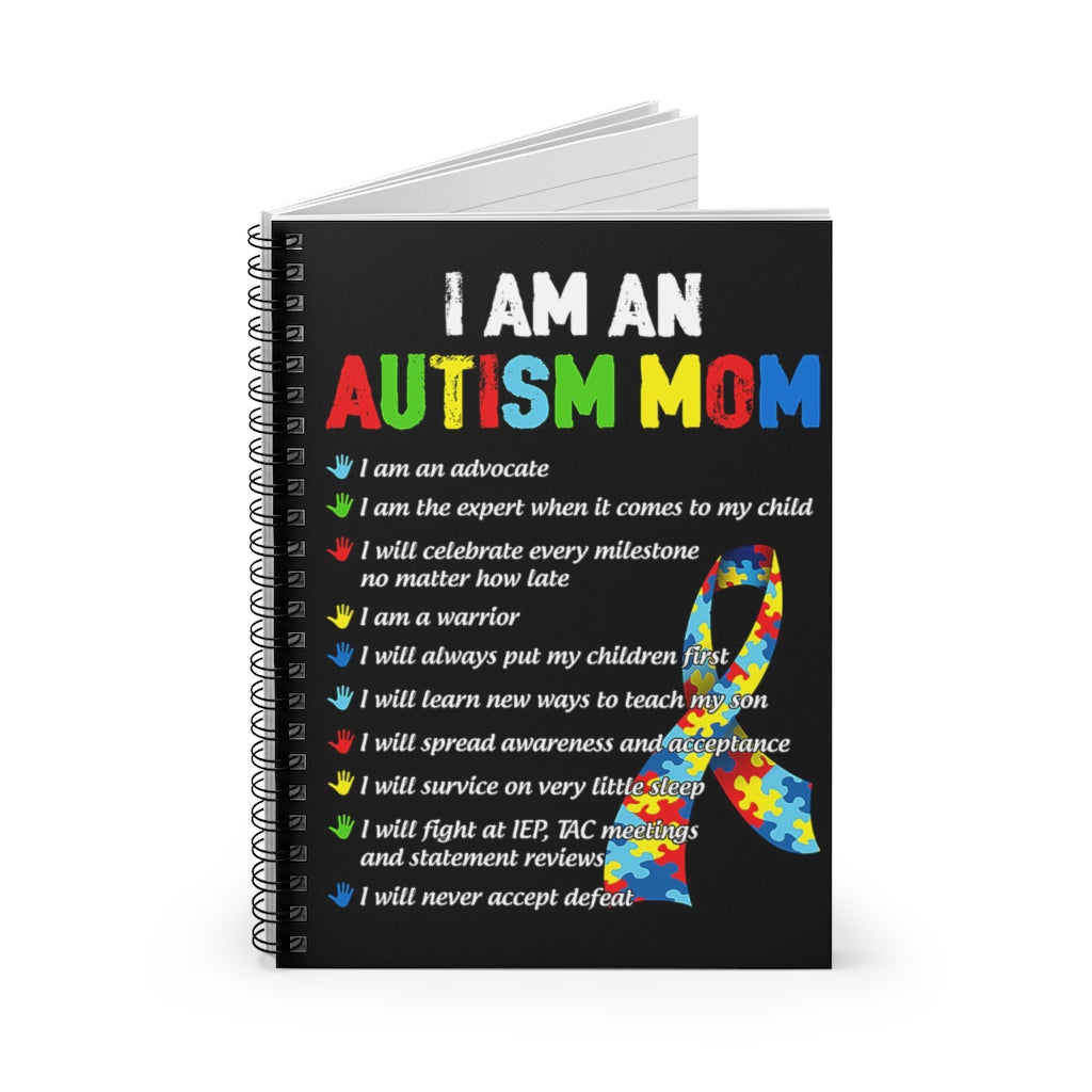 Personalized Gift Spiral Notebook I Am An Autism Mom I Will Never Accept Defeat Gift Ideas Gift On Birthday Smart Notebook Positive Notebook