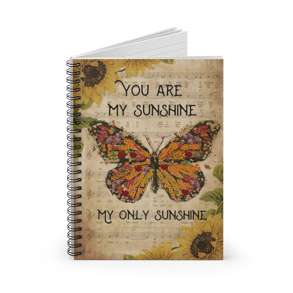 Spiral Notebook Music Sheet You Are My Sunshine Butterfly Friendly Notebook Awesome Happy Birthday Gift Basics Wide Ruled Wirebound Spiral Notebook