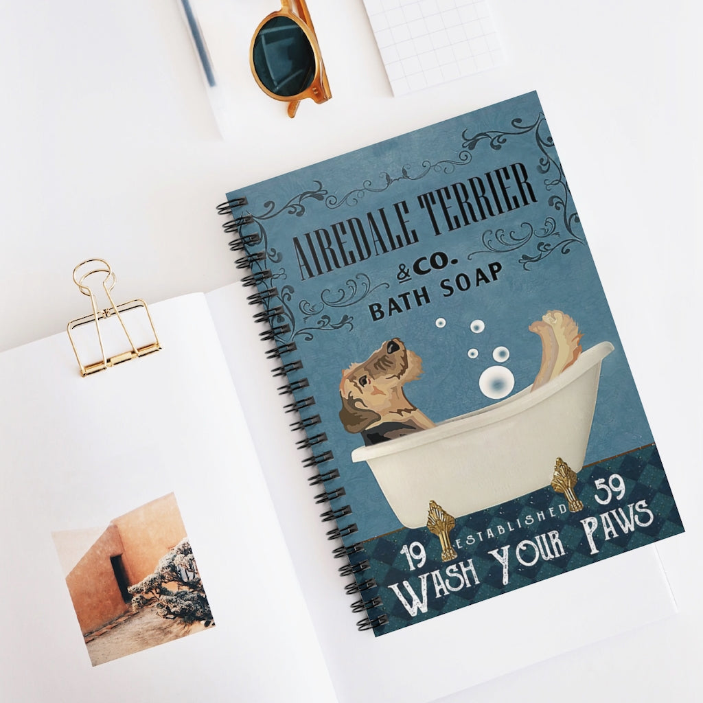 Vigifsana College Rule Airedale Terrier Bath Soap Wash Your Paws Spiral Notebook Basics Wide Ruled Wirebound Spiral Notebook Awesome Happy Birthday Gift Makes A Great Gift Job Journal