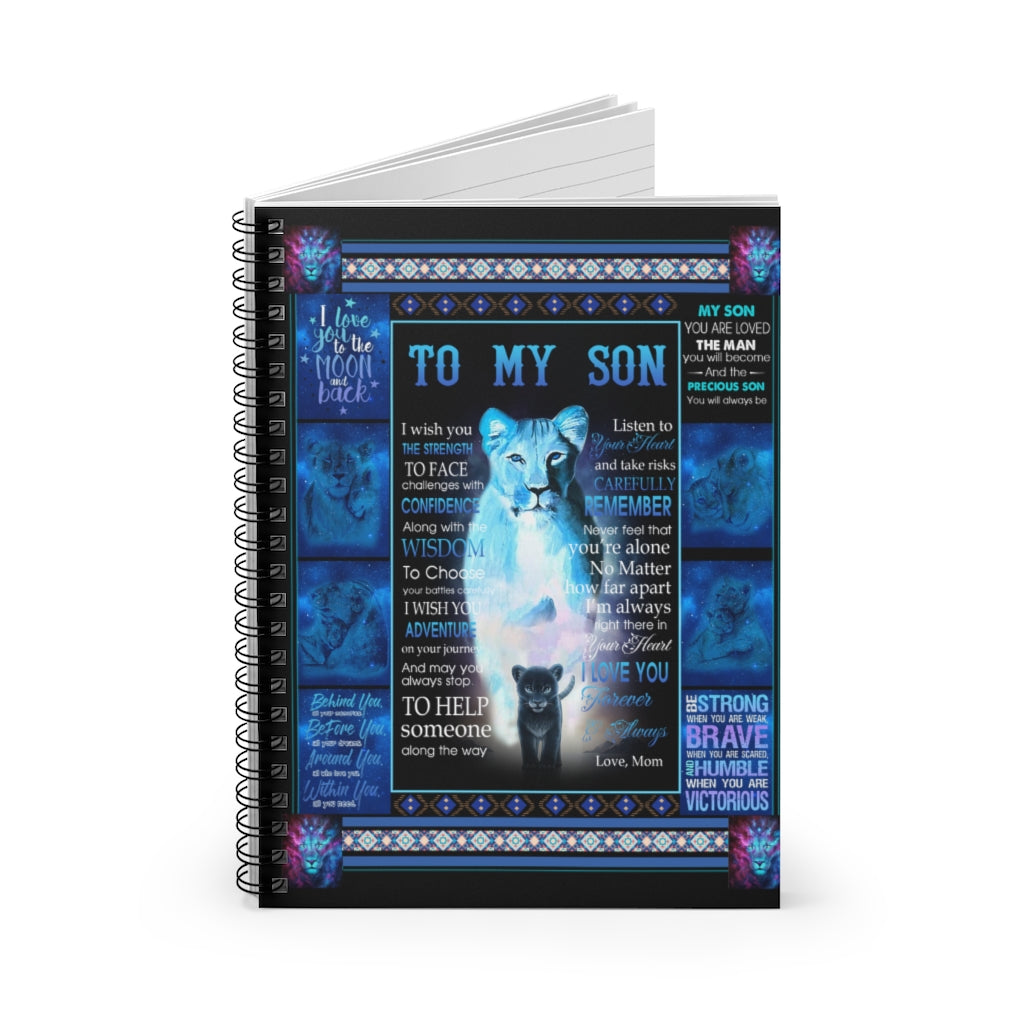 To My Son, Lion Quilt Best gift for Son on Christmas, New Year, Birthday Spiral Notebook - Ruled Line