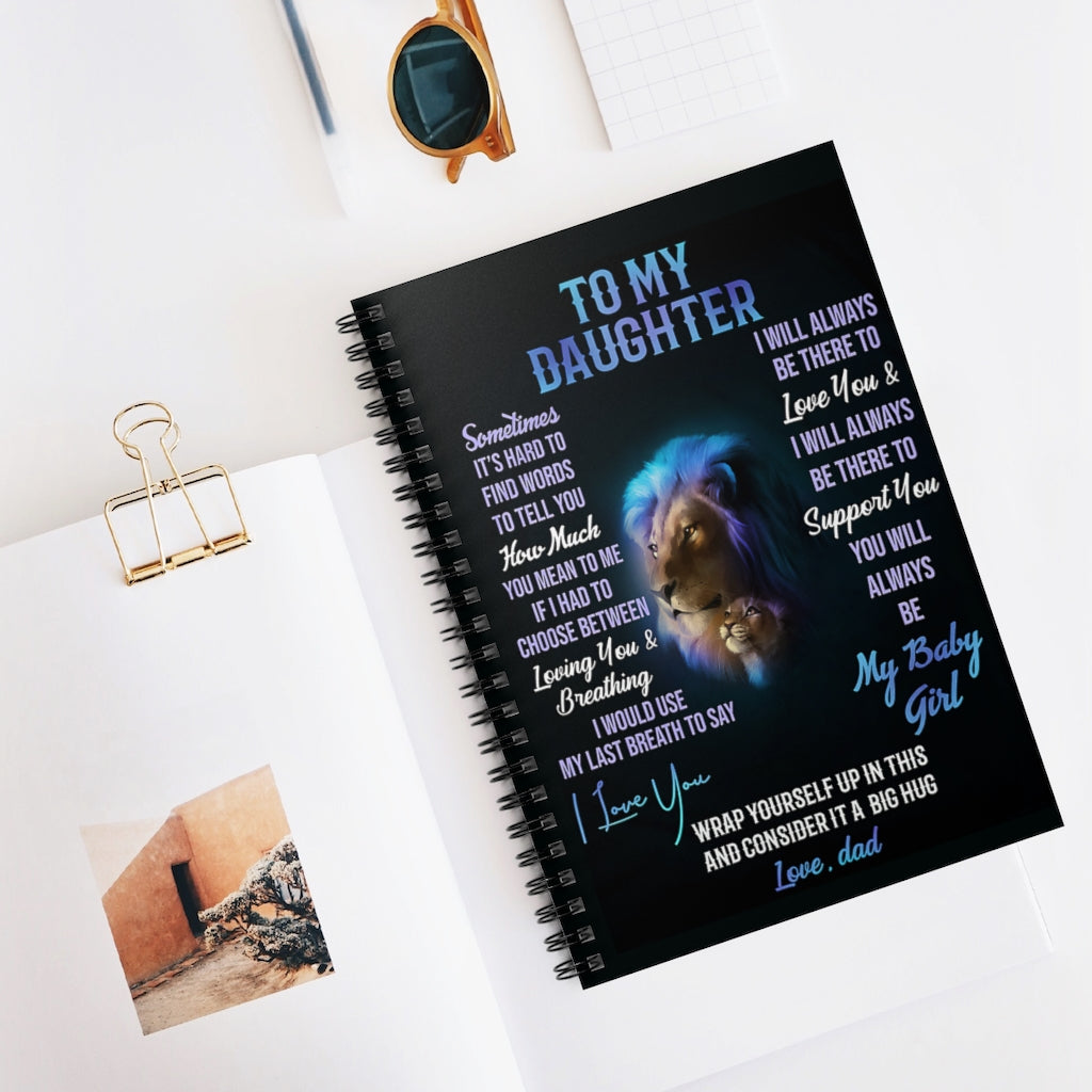 Spiral Notebook - Ruled Line Lion To My Daughter Consider It A Big Hug Perfect for Office Home School Business Writing & Note Taking New Parents College Ruled Paper