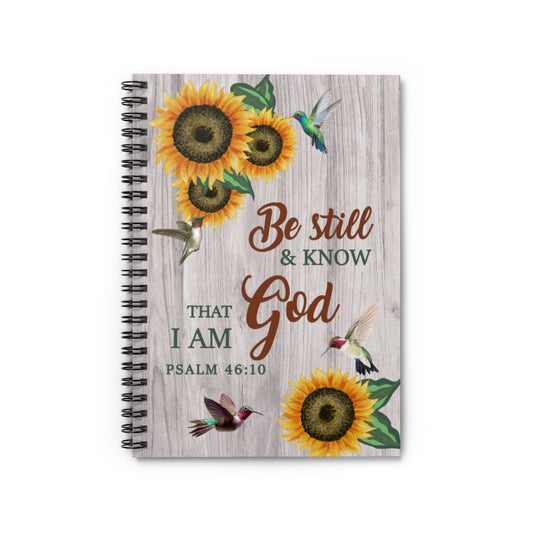 Spiral Notebook Inspirational To My Granddaughter Be Still and Know That I Am God Psalm Humming Bird Sunflower Ruled Line
